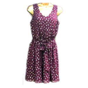 🐞 Sleeveless burgundy chiffon dress w/ gold print